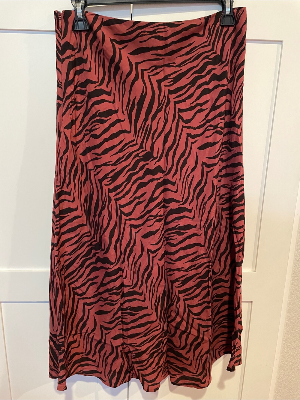 Rails Rust Zebra-Print Midi Skirt with Black Stripes